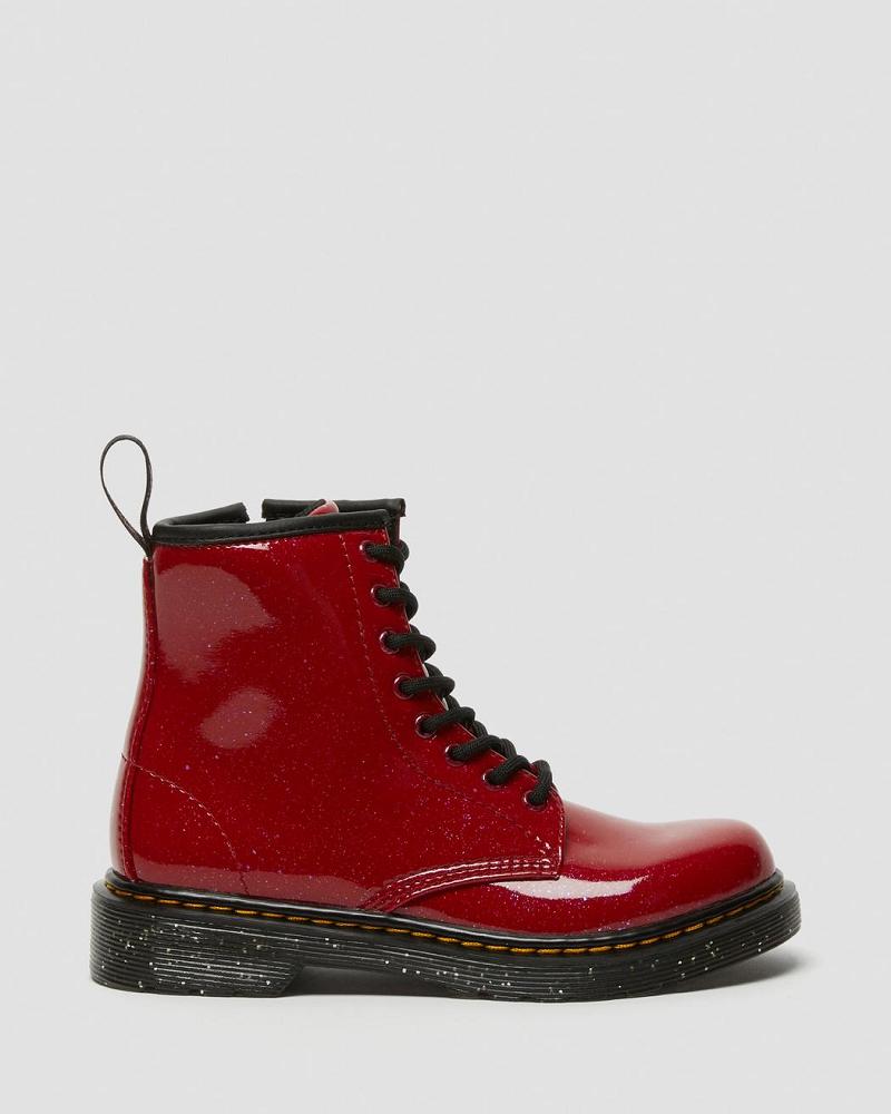 Red Kids' Dr Martens Junior 1460 Glitter Lace Up Boots | CA 675FDN